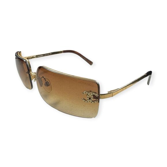 Chanel 4104-B Sunglasses Rimless Gold Frame Rhinestone c.125/13 62-15 120 VTG main image 9